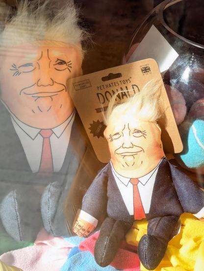 Donald Trump-poppetjes voor de hond om te verscheuren 'Pet hates toys'